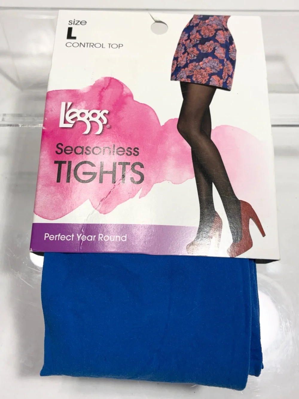 L’eggs Control Top Royal Blue Seasonless Tights Size Large